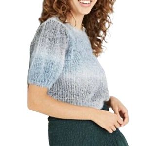 Wild Fable Space-Dye Short Puff Sleeve Crewneck  Pullover Fuzzy Sweater | XXL 2X